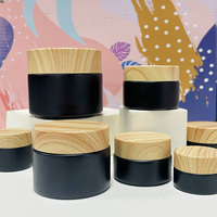 Pot de bougie noir mat en vrac vide de 10ml contenant de soins de la peau en verre 30ml 50ml pot cosmétique givré avec bouchon à vis en bambou vente en gros