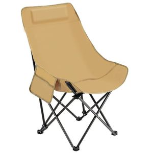 <span class=keywords><strong>Silla</strong></span> Plegable de Acero al Carbono y Tela Oxford para Exteriores con Respaldo Alto, Cojín Acolchado y Almohada, Cómoda <span class=keywords><strong>Silla</strong></span> Luna para Camping - Product Image 4