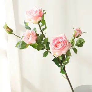 Origin Goods Single 5-Kopf feuchtigkeit spendende Rose Simulierte Blume Wohnzimmer dekoration im europäischen Stil Künstliche Blume