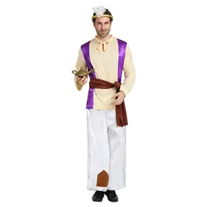 Kostum Halloween Karnaval Pesta Kostum Aladdin Dewasa Laki-laki Bermain Peran Kostum Pangeran Arab