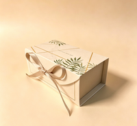 Boîte cadeau personnalisée en papier métallisé botanique avec ruban en satin, boîte d'emballage pour bonbons et chocolats pour mariage, souvenir de fête d'anniversaire