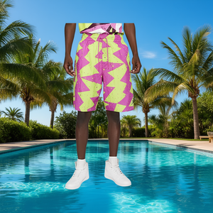 Pantalones Cortos Deportivos Jordan para Hombre, Color Volt Berry, Estampado Geométrico, Secado Rápido, Cintura Media, Cordón Ajustable, Largo Bermuda, 100% Poliéster - Product Image 2