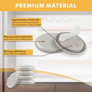 Glissières de meubles pour tapis, coussinets mobiles de meubles curseurs protecteur de jambe de chaise coussinets de jambe de meubles curseur en PTFE à l'extérieur - Product Image 3