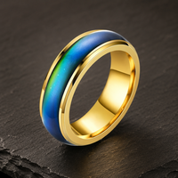 Bague d'humeur en acier inoxydable, thermochromique, changeant de couleur, sensible à la chaleur, bijoux unisexe or, argent, noir, bague émotionnelle, cadeau
