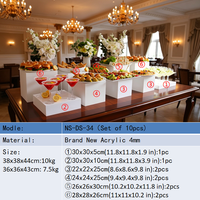 Support Présentoir Alimentaire en Acrylique Blanc pour Mariages et Événements – Ensemble Buffet et Rehausseurs