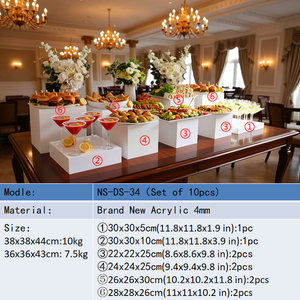 Support Présentoir Alimentaire en Acrylique Blanc pour Mariages et Événements – Ensemble Buffet et Rehausseurs - Product Image 2