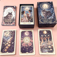 Cartes de tarot éducatives et de divertissement personnalisées en papier, boîte avec couvercle et fond, estampage doré, bord doré, guide inclus, pour cadeau