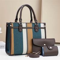 Nouveaux sacs à main de luxe de haute qualité pour femmes, ensemble de 3 pièces, à rayures fines, avec fermeture éclair, grande capacité, sacs à bandoulière tendance