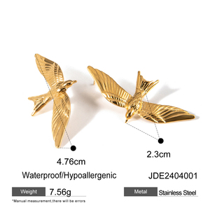Pendientes de Acero Inoxidable con Baño de Oro PVD de 18K con Diseño de Ganso Salvaje de J&D Jewelry, Pendientes de Pájaro Bonitos para Mujer - Product Image 6