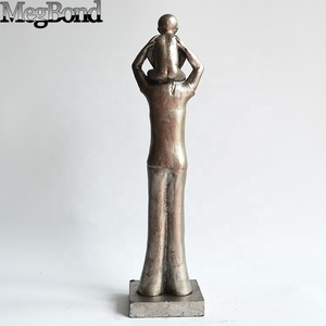 Scultura in Ghisa 'Famiglia per l'Amore' con Papà e Due Bambini, Statuetta in Metallo Resistente per Ornamenti Megbond S0162 - Product Image 5