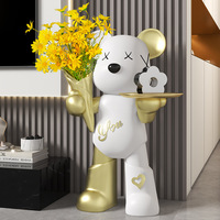 Figurine d'ours en résine peinte à la main, grand ornement sur pied, cadeau d'affaires, décoration intérieure, Thanksgiving, Nouvel An, TV