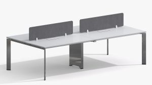 Scrivania Modulare Moderna con Gambe in Acciaio, Telaio in Metallo Cromato, Postazione di Lavoro per 4 Persone con Dimensioni Personalizzabili - Product Image 5