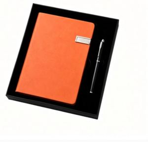 Ensemble cadeau de papeterie de luxe rechargeable, carnet de notes, agenda USB, cuir PU bleu, journal A5 avec stylo - Product Image 1