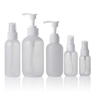 Pink Boston HDPE Plastic Cosmetic Bottles with Pump and Spray Nozzles Cylinder Shape PP Material Lotion Dispenser <b>Set</b> - Product Image 5