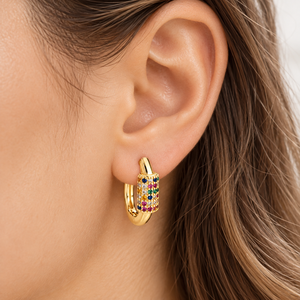 Pendientes de Oreja con Forma de Cilindro de Color Arcoíris para Mujer, Accesorios para el Día a Día - Product Image 2