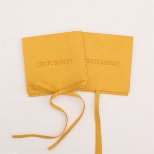 Pochette à bijoux en microfibre jaune gingembre PUPPYSEW, sacs en velours pour bagues, bracelets, colliers, avec logo - Product Image 3