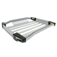 Porte-bagages de toit universel 4x4 en aluminium noir avec feu LED en tôle d'acier, panier à bagages, porte-bagages de toit