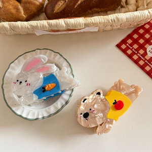 Korean Style Sweet Cartoon Rabbit Acetate Handmade Claw Clip Cute Girl Kids Daily Use 8.5cm Hair Clip for Girl - Product Image 5