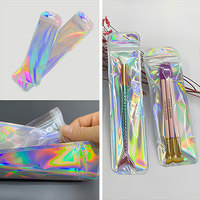 Aluminium folie wieder versch ließbare Regenbogen Holo graphic Ziplock Plastiktüten lang für Make-up Pinsel Stift Lippen Wimpern Schmuck Halskette Süßigkeiten