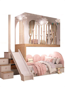 Lit superposé en bois massif pour jumelles Princess, lit inférieur pleine largeur 1350 mm, lit enfant personnalisé, design épuré, multifonctionnel - Product Image 5