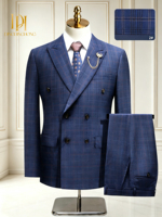 Costume de cérémonie haut de gamme à double boutonnage à carreaux pour homme, idéal pour les garçons d'honneur et les mariés – Meilleure vente