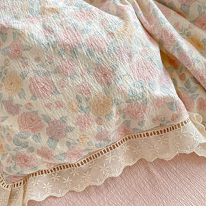 <span class=keywords><strong>Set</strong></span> di Biancheria da Letto in Cotone a Doppia Garza Stampata con Bordi in Pizzo, <span class=keywords><strong>Set</strong></span> <span class=keywords><strong>Copripiumino</strong></span> 4 Pezzi - Product Image 4