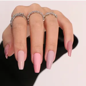 Senboma розовые однотонные длинные французские цвета сияющие и матовые нажимные ногти