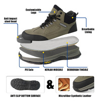 Bottes de travail à bout en acier pour hommes, gris, noir, super cuir et tissu à mailles sandwich, tête en acier standard européen anti-écrasement