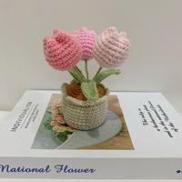 Tanaman Lily of the Valley Rajutan dalam Pot, Bunga Buatan dari Wol Buatan Tangan, Dekorasi Bunga Gradasi untuk Pernikahan, Hadiah Hari Ibu