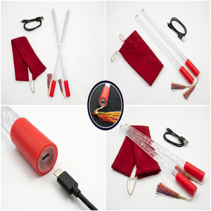 Atractivas Varitas Dandiya Multicolor con Iluminación LED Brillante, Borlas Elegantes y Mango Cómodo para Navratri - Product Image 4