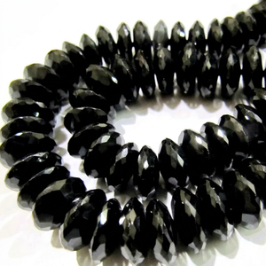 Perles facettées rondes en spinelle noire naturelle, coupe allemande, 8-12 mm, brin de 8 pouces de long - Product Image 1