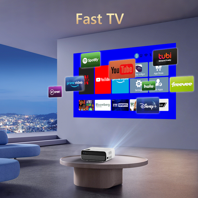 New Fast TV Smart Projector 4K 1600 ANSI 1080P Auto Focus Wi-Fi 6 LED Lamp HIFI Stereo 1-Year Warranty Home Theater