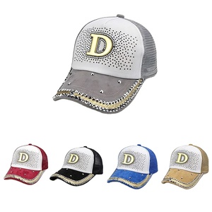 Nouvelle Casquette de Baseball en Toile Denim à 5 Panneaux avec Strass en Maille Lettre D, Protection Solaire Extérieure Polyvalente et Respirante - Product Image 1