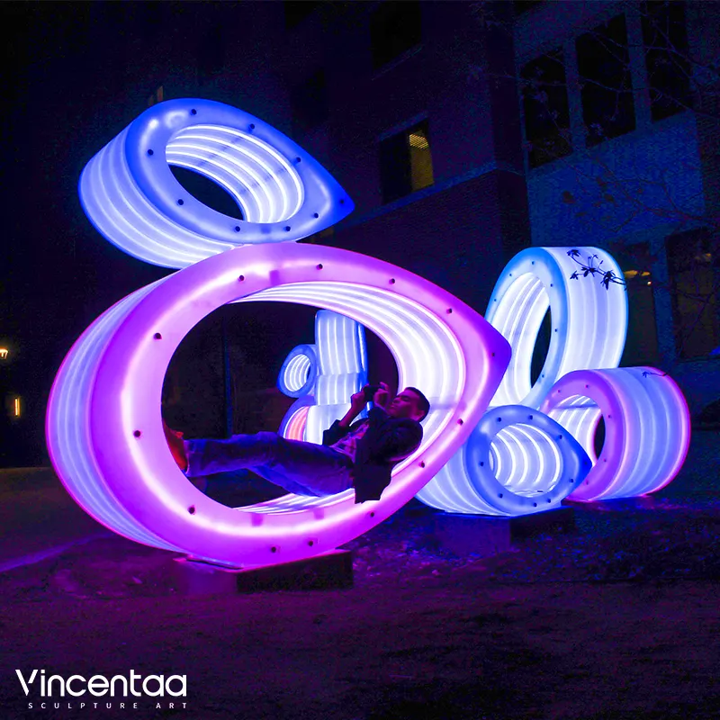 Vincentaa Unieke Creatieve Custom Acryl Glas Sculptuur Led Interactieve Kunst Sculptuur