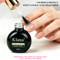 30ml KLANA Gel de finition et de base sans résidu, brillant, longue tenue, à retirer par trempage, pour lampe LED, nail art et manucure
