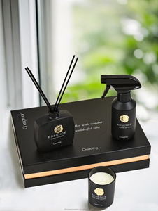 Ensemble cadeau de diffuseur de parfum à roseaux, bougie parfumée et vaporisateur d'ambiance de luxe personnalisé avec logo, 3 pièces, pour la Saint-Valentin - Product Image 4