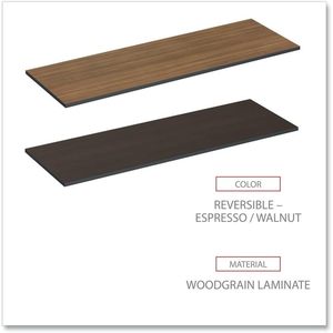 ท็อปโต๊ะลามิเนตเอเลราแบบพลิกกลับได้ สีเอสเพรสโซ/วอลนัท ขนาด 71.5 กว้าง x 23.63 ลึก รูปทรงสี่เหลี่ยมผืนผ้า สำหรับโต๊ะประชุม - Product Image 6