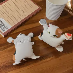 हवा हंसोड़ Suppliers-Soft Silicone Protect Cover for Airpods 1 2 Cartoon Lovely 3D Spoof Cats Shockproof Airpod Pro Case Portable Earphone Box Custom