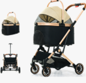 Carrinho de Viagem para Animais de Estimação JXB com 4 Rodas, Dobrável, em Aço, com Suporte para Copo e Cesta de Armazenamento para Gatos e Cães Pequenos e Médios - Product Image 1
