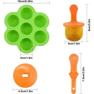Moule à glaces coloré et écologique à 7 cavités en silicone, pour crème glacée et smoothies aux fruits DIY, avec poignées, qualité alimentaire, pour le plaisir en famille - Product Image 3