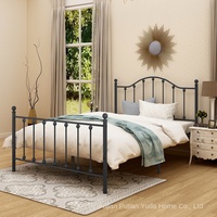 Lit double en fer Sunshine Model 710 Nordic Home 1,35 m, design moderne, luxe, construction métallique légère et durable, revêtement en tissu