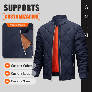 Veste bomber décontractée pour homme, en polaire, entièrement zippée, coupe-vent, imperméable, en polyester, pour l'<span class=keywords><strong>hiver</strong></span> - Product Image 1