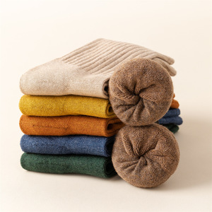 Thermal <b>Socks</b> For Men Thickened Terry Cloth Sole <b>Long</b> <b>Sock</b> Casual Wear Breathable Warm Cotton Solid Color High Elastic Band - Product Image 4