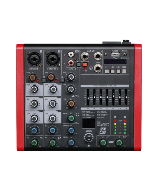 4 Channel Input Mixer with Stereo Output Support Professional Audio Mixer Suitable for Recording Studios