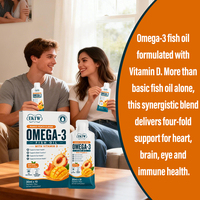 Huile de poisson liquide OKTW Oméga-3 avec Vitamine D, DHA et EPA, saveur mangue pêche, favorise la santé cardiaque pour hommes et femmes, soutien quotidien