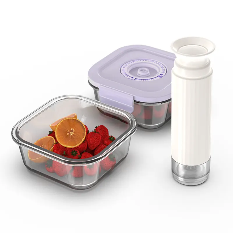 525ml Vacuum Food Storage Box With Pp Lid And Glass Body For Keeping Food Fresh Longer By Manual Pump Or Automatic Pump