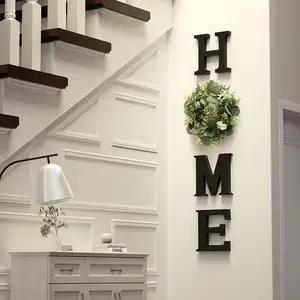 Özel akrilik ev işareti duvar dekor için harfler çelenk yapay okaliptüs Modern dekoratif asılı ev harfler dekor
