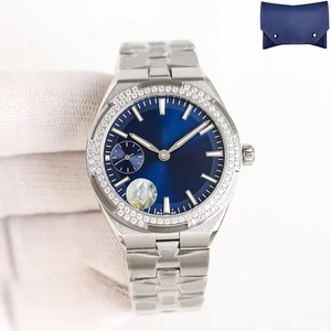 Reloj de Metal Plateado de Estilo de Marca de Lujo para Hombre, Esfera Azul, Cuerpo con Diamantes, Segundero Pequeño, Resistente al Agua, Luminoso, Selección Élite - Product Image 2