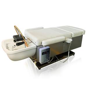 Chaise de shampooing à base de métal argenté multifonction de haute qualité massage de thérapie de la tête lit cosmétique chaise de pédicure spa pour ongles de luxe - Product Image 6