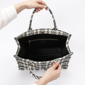 High Quality Classic Geometric Open Elegant Everyday <b>Tote</b> <b>Bag</b> with Hand-Length Handle RPET Fabric Eco-Friendly Cosmetic <b>Bag</b> - Product Image 3